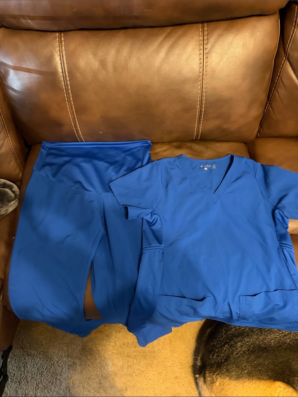 Med Couture Royal Blue Maternity Scrub Set - V-Neck Top & Pants